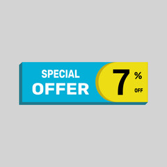 Special offer 7% sale banner. icon Vector illustration discount off on white background