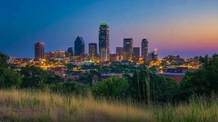 Fototapeta premium A historic city skyline under soft light, blending past and present in a serene urban vista. 