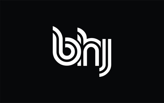 BHJ Creative Unique Modern Letter Logo Design. Stylized logo featuring a unique letter design, presenting abstract minimalist aesthetics and modern appeal.