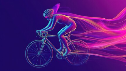 Fototapeta premium Abstract cyclist in vibrant motion