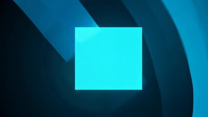 Contemporary Design of Rotating Azure Squares in Motion on a Dark Canvas