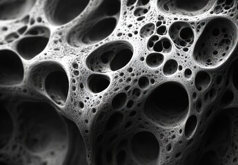 Detailed Microscopic Structure of Endoplasmic Reticulum in Monochrome Scientific Illustration