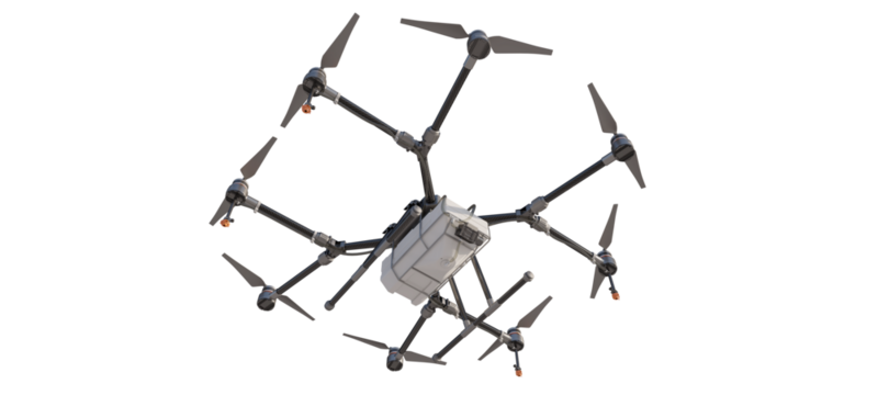 Detailed bottom view of a drone for farming applications. Agricultural technology. Isolated on a transparent background. 3D illustration. - Powered by Adobe