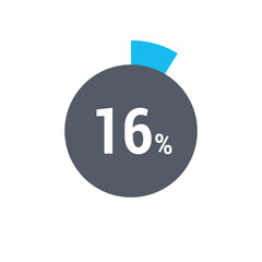 Circle percentage diagrams 16% icon vector ready to use for web design, user interface for business