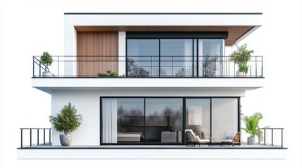 Modern Minimalist House with Clean Lines and Large Windows Surrounded by Lush Greenery and Natural Light