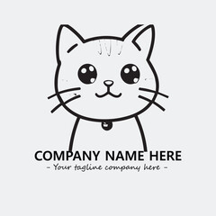 Cat character illustration black and white for logo company vector image
