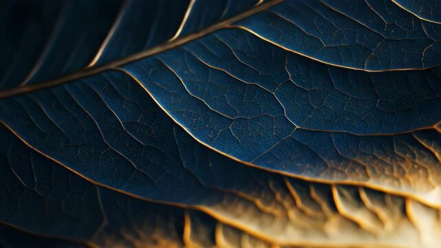 Close up of dried leaf reveals intricate veins and textures, showcasing natures detailed patterns and natural abstract texture.