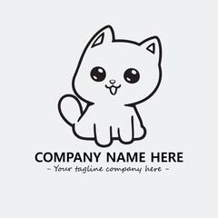 Cat character illustration black and white for logo company vector image
