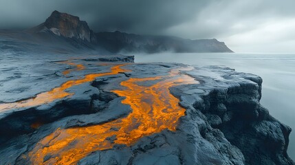 Fototapeta premium Surreal Landscape with Orange River