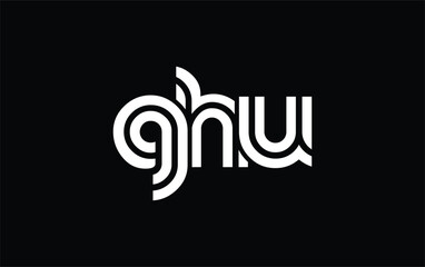 GHU Creative Unique Modern Letter Logo Design. Stylized logo featuring a unique letter design, presenting abstract minimalist aesthetics and modern appeal.