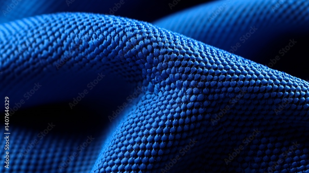 Poster Close up of a blue textured fabric showcasing intricate weave patterns and rich color depth : Generative AI