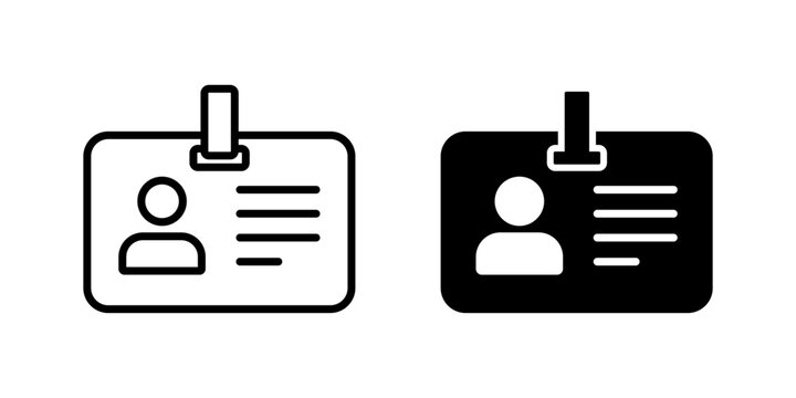 Id badge icon set. ID Card icon vector. Identification card icon. Driver license icon