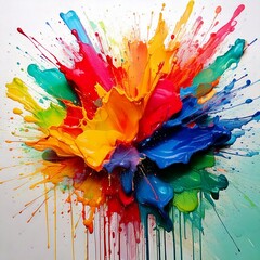 カラフルなインクがぶつかり弾ける瞬間のイラスト