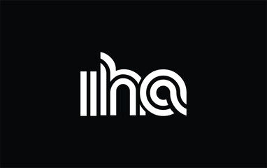 Fototapeta premium IHA Creative Unique Modern Letter Logo Design. Stylized logo featuring a unique letter design, presenting abstract minimalist aesthetics and modern appeal.