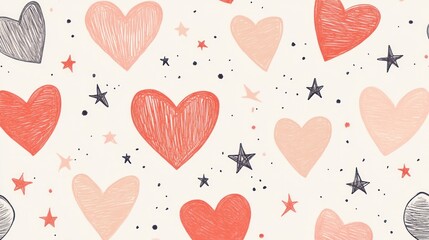 Hearts and Stars Seamless Pattern