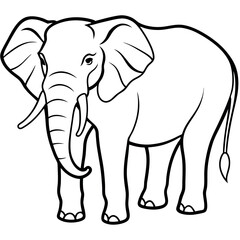 Fototapeta premium African Elephant Line Art Illustration Simple Design