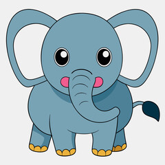 Naklejka premium Cute Cartoon Baby Elephant Illustration for Childrens Book