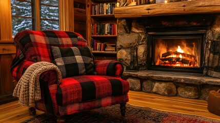 Fototapeta premium cozy black red plaid