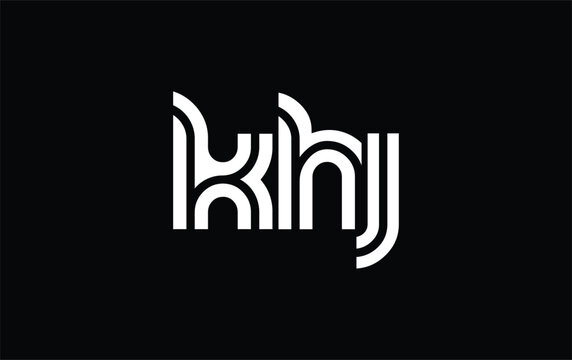 KHJ Creative Unique Modern Letter Logo Design. Stylized logo featuring a unique letter design, presenting abstract minimalist aesthetics and modern appeal.