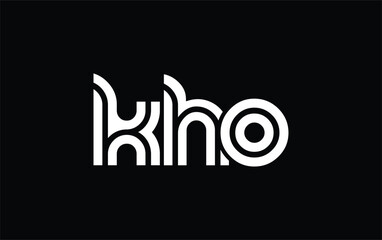 KHO Creative Unique Modern Letter Logo Design. Stylized logo featuring a unique letter design, presenting abstract minimalist aesthetics and modern appeal.