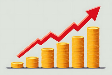 business graph with golden coins