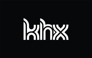 KHX Creative Unique Modern Letter Logo Design. Stylized logo featuring a unique letter design, presenting abstract minimalist aesthetics and modern appeal.