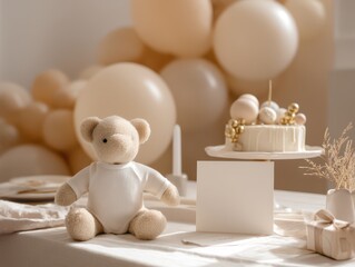 an elegant and minimalist birthday party for a one-year-old boy