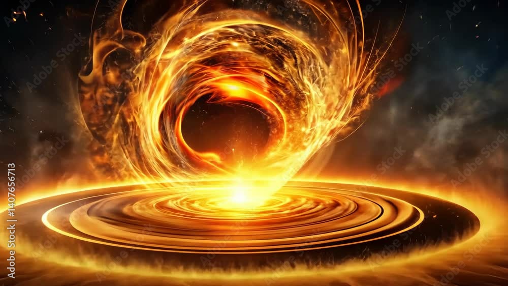 Fototapete fiery cosmic vortex a mesmerizing display of swirling energy and celestial fire in the vast expanse 