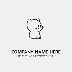 Cat character illustration black and white for logo company vector image
