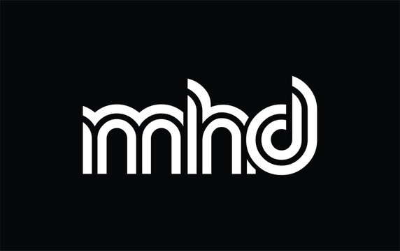 MHD Creative Unique Modern Letter Logo Design. Stylized logo featuring a unique letter design, presenting abstract minimalist aesthetics and modern appeal.
