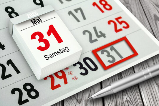 Deutscher Kalender Datum 31. Mai  2025  Samstag