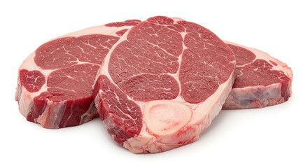 Juicy Osso Buco Steaks Ready for Cooking Rich Red Color Closeup View against White
