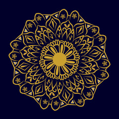 A cold flower design whit a gold mandala star on it 