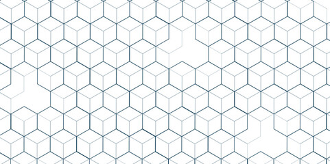 Naklejka premium Hexagonal Molecular structure abstract tech network pattern. abstract geometric hexagon shape with connecting lines. connecting Medical science, technology concept background Vector illustration. 
