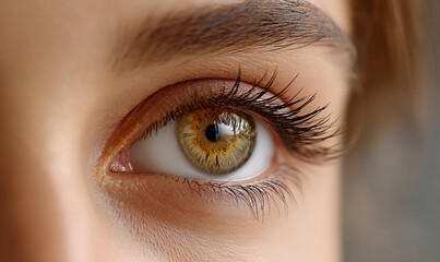 Obraz premium Close-up shot of a light-eyed person's detailed eye, reflecting light and beauty