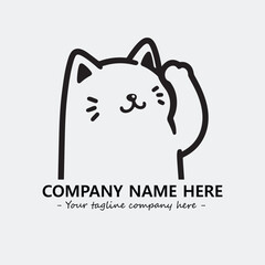 Cat character illustration black and white for logo company vector image
