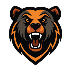 bear head mascot logo vector art illustration