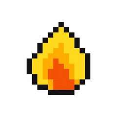 Fototapeta premium Bonfire pixel gaming item, bonfire 8 bit game resource, pixel art bonfire icon, bonfire game pixel element.
