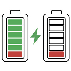 Vector symbol of low and full battery.