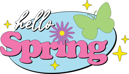 Hello spring with butterfly background