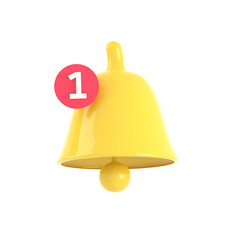 3D rendered a bell notification icon. Represents reminders for meetings, events, or tasks in a planner on transparent PNG background.