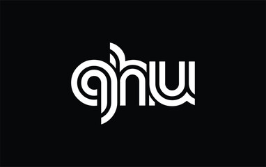 Naklejka premium QHU Creative Unique Modern Letter Logo Design. Stylized logo featuring a unique letter design, presenting abstract minimalist aesthetics and modern appeal.