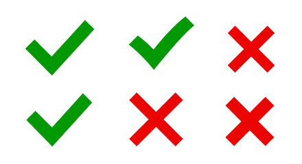 Green checkmarks and red crosses graphic design simple bold symbols clear visual communication