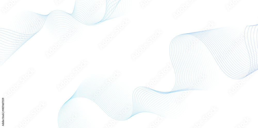 Poster Smooth wave abstract vector background layout design.background image with dynamic curves.Abstract blue futuristic blend waves lines technology background and sound wave lines on white background.	