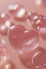 Obraz premium Pink Glitter Heart Candies Bokeh Background