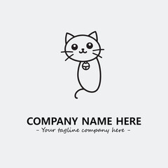 Cat character illustration black and white for logo company vector image
