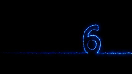 number six. Animation Neon light Number 06. Neon Glowing Symbol Neon numbers 6. glowing on an alpha channel background 4k animation