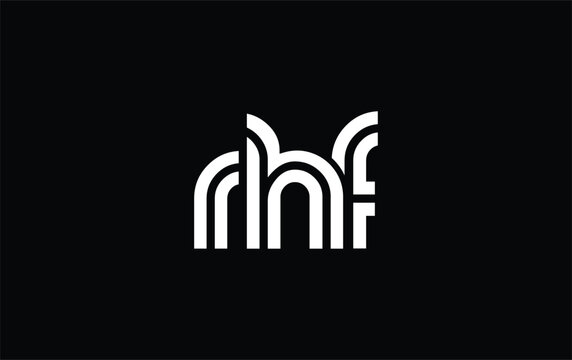 RHF Creative Unique Modern Letter Logo Design. Stylized logo featuring a unique letter design, presenting abstract minimalist aesthetics and modern appeal.