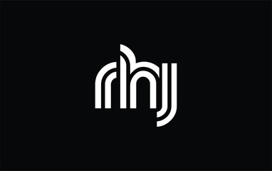 RHJ Creative Unique Modern Letter Logo Design. Stylized logo featuring a unique letter design, presenting abstract minimalist aesthetics and modern appeal.