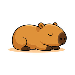Cute Capybara Tired and Sleeping Flat Cartoon Illustration.eps